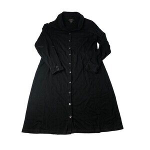 LL Bean Women’s Button Down Shirt Dress Roll Tab Sleeve Black Size S Reg